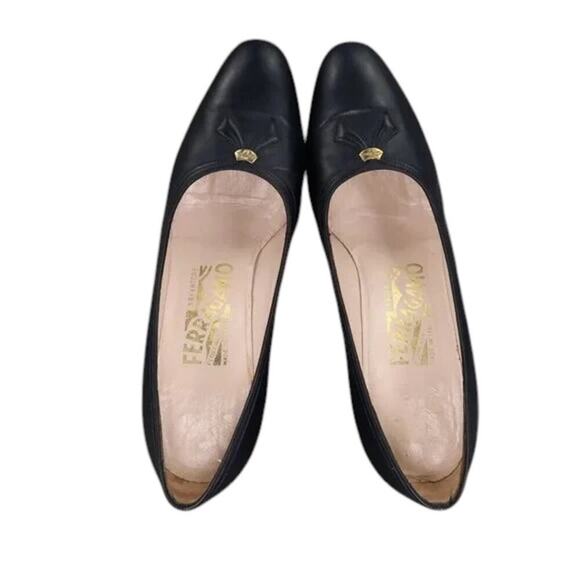 Salvatore Ferragamo Shoes Womens 5.5 Pumps Classic Fashion Leather Blue Formal - Picture 10 of 16